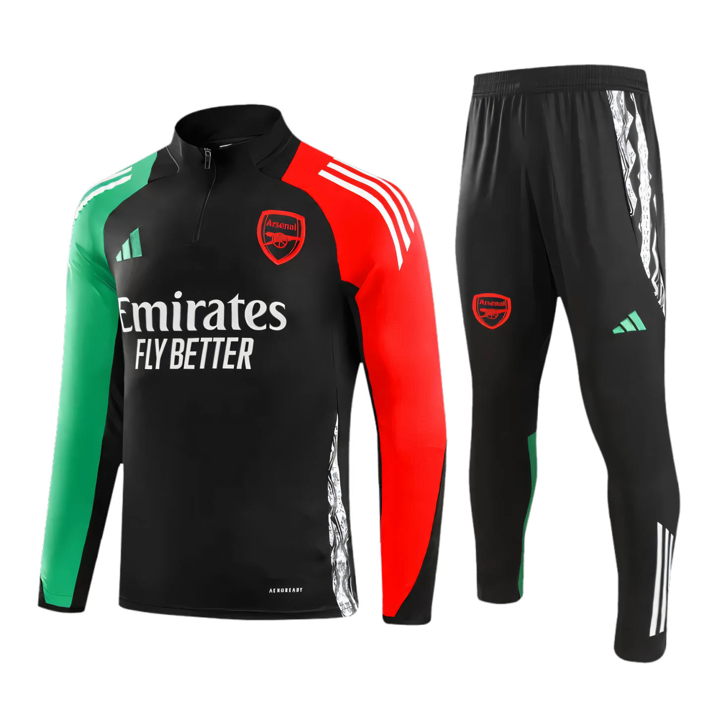 Arsenal 1/4 Zip Tracksuit Black/Green/Red 2025