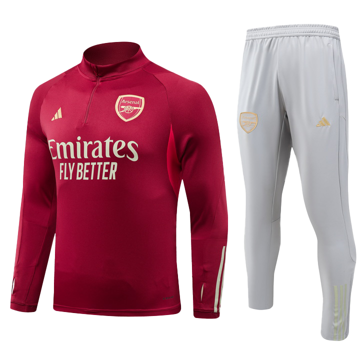 Arsenal 1/4 Zip Tracksuit Red/Grey