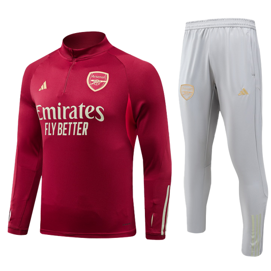 Arsenal 1/4 Zip Tracksuit Red/Grey