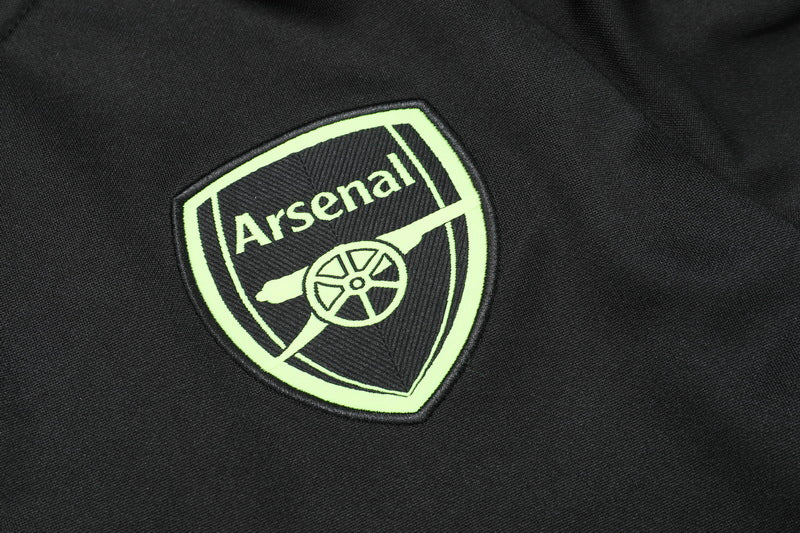 Arsenal 1/4 Zip Tracksuit Black/Green