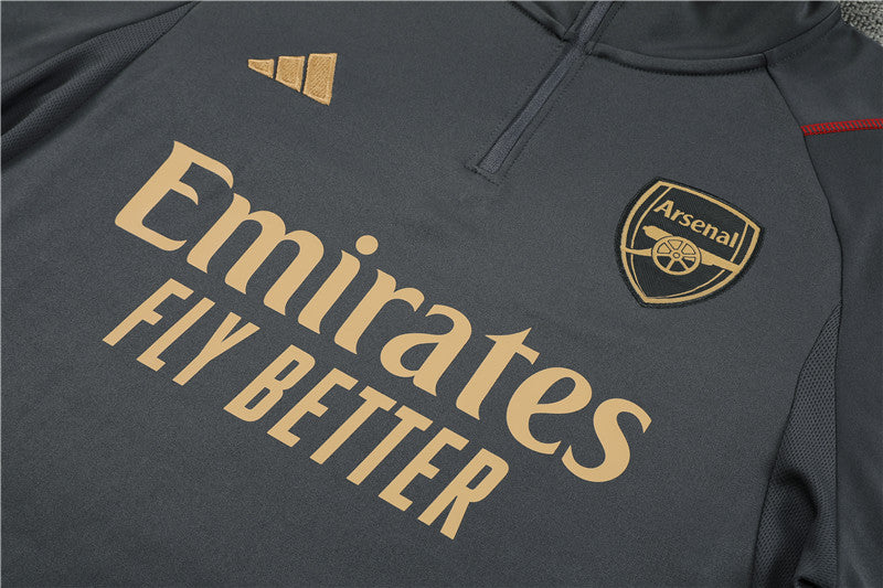 Arsenal 1/4 Zip Tracksuit Black